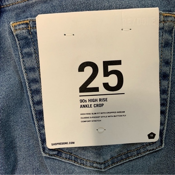 RE/DONE Originals Revolve 90s High Rise Slim Fit Ankle Crop Button Fly Size 25 - Picture 8 of 14